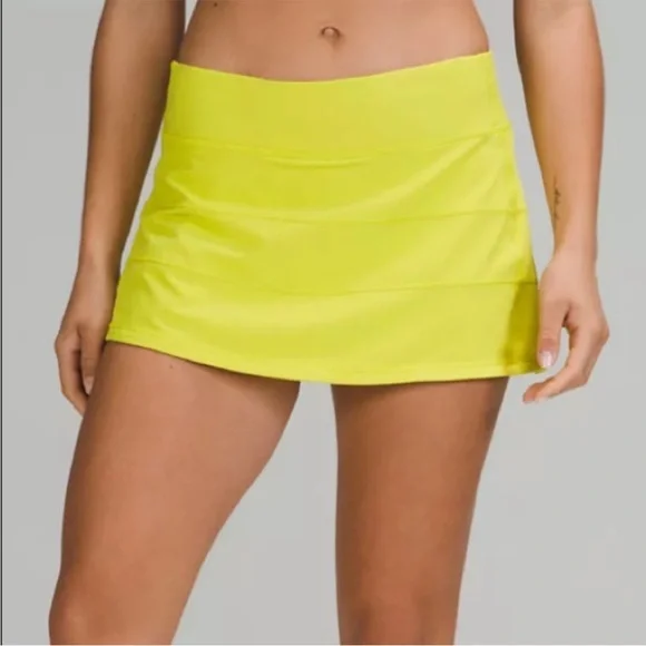 Lululemon Pace Rival skirt yellow Serpentine 10 tennis pickaball golf - Picture 4 of 15